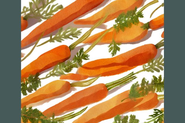 Watercolor carrots with their stems