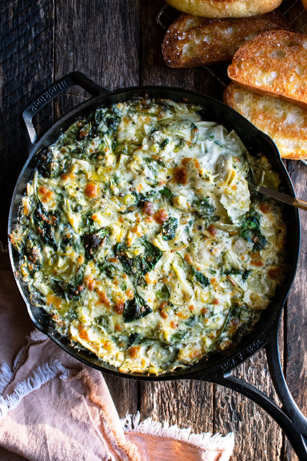 Egg-Free Spinach Artichoke Dip with Feta