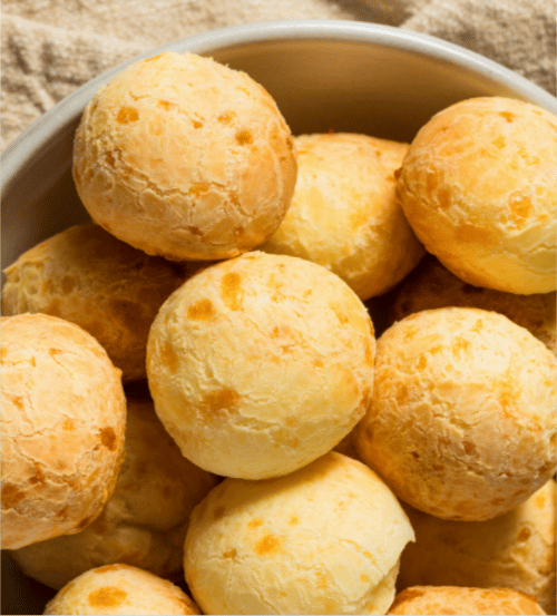 A bowl of round cheese buns from Brazil